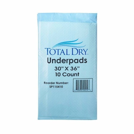 Totaldry Disposable Underpad, 30 X 36 Inch Fluff / Polymer Heavy Absorbency, 100PK SP115410